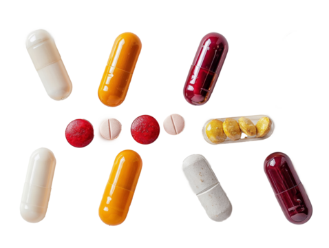 pills on white background