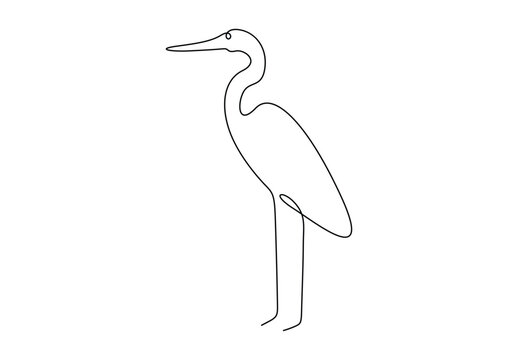 recommend clip art: Heron bird in one continuous line drawing vector illustration