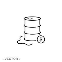barrel oil icon, oil price, thin line symbol isolated on white background, editable stroke eps 10 vector illustration