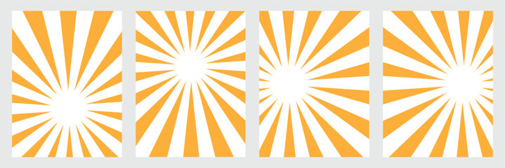 Abstract groovy summer background with sun. Groovy retro abstract sun background set with bright sunburst. Organic doodle shapes with sun. Vector illustration. Eps10.