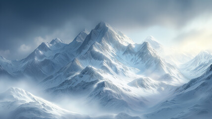Obraz premium mountains covered in snow with a cloudy sky and clouds