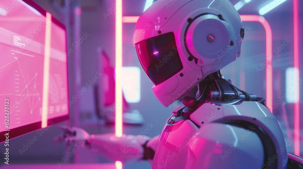 Poster ai chatbots working and chatting in computer, generative ai