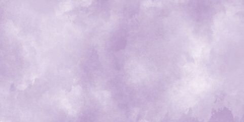 Purple color abstract watercolor background with white clouds, purple or violet abstract wallpaper paint illustration with clouds, Rustic art design texture of white clouds on purple or pink paper.