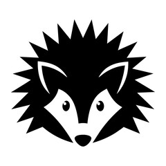 hedgehog head logo vector silhouette illustration