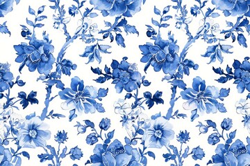 Obraz premium Watercolor Seamless pattern with blue and white