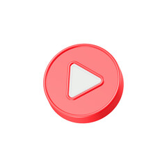 play player button icon 3d red color