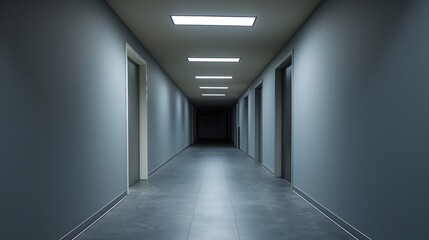 Vast and Austere Hallway in Minimalist Corporate Office Building