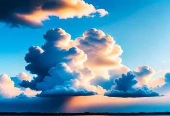 Blue sky, white clouds, colorful clouds