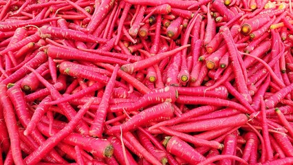 Red juicy carrots, close up view