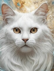 Fantasy Illustration of a cat. Digital art style wallpaper backg