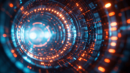 Obraz premium Abstract circular data tunnel , Digital generated image of abstract circular data tunnel visualising speed and technology.