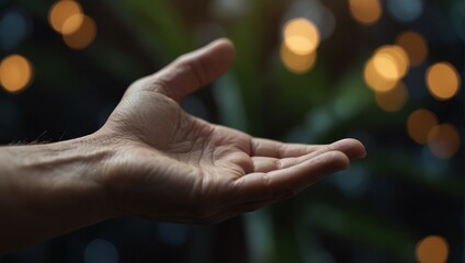 A close up of a hand with the palm facing out,.