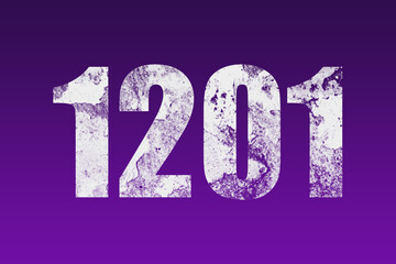 flat white grunge number of 1201 on purple background.	