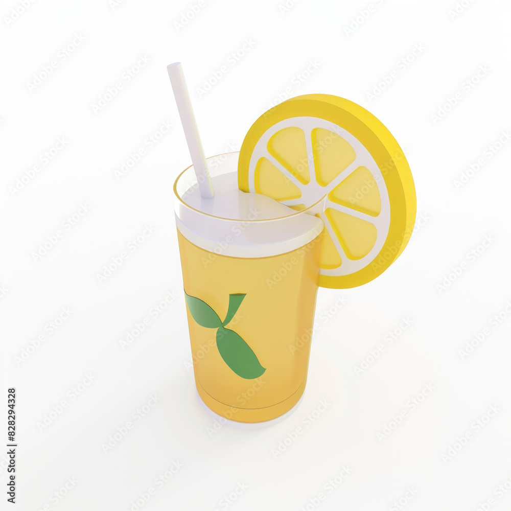 Poster glass of lemonade icon in 3D style on a white background