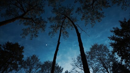 Beautiful Blue Shades in the Sky and Trees Background.