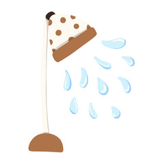 Illustration of a shower faucet, playing in the water, spa. Cartoon image of a love shower faucet. Illustrations for graphic work related to sanitary ware, various sanitary decorations.
