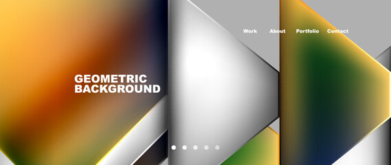 Metal triangles with colorful bright triangles. Geometric modern minimalist design template
