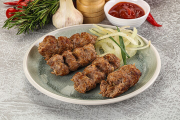 Beef kebab minced meat with onion
