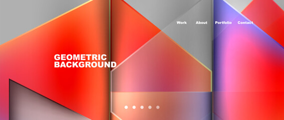 Metal triangles with colorful bright triangles. Geometric modern minimalist design template