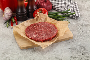 Raw beef burger cutlet minced meat
