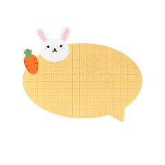 Cute Yellow And Rabbit Bunny Speech Bubble Paper Textured Text Bubble Dialogue Bubble Blank Bubble Message Box Bubble Speak Bubble Concept Bubble Chat Bubble Blank Note Memo