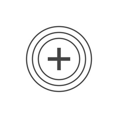 Fototapeta premium add button icon with a cross in the middle surrounded by 3 dark circles
