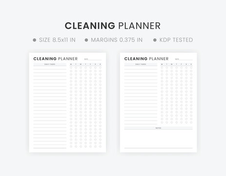 Printable Cleaning Planner Template, Home or Office Cleaning Checklist, Cleaning Reminder To-Do List