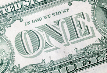 Details of a one dollar bill. Background