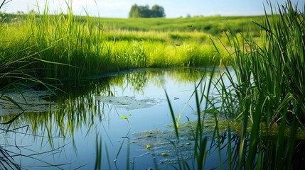A winding path leading through green mountains, with clouds adding depth and dimension to the scenic view.