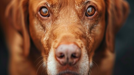Close up portrait of a brown dog with droopy ears