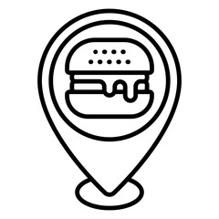 Illustration of Hamburger Location design Line Icon