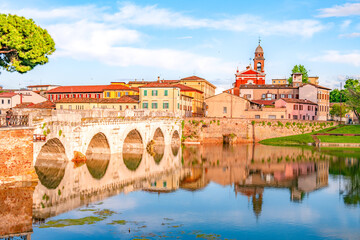 Bridge of Tiberius, Ponte di Tiberio in Rimini, Italy.