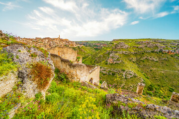 View of the ancient town of Matera, Sassi di Matera in Basilicata, southern Italy