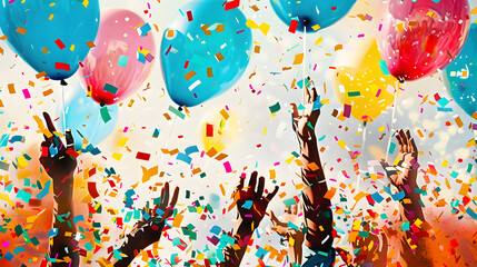 Obraz premium popart, party, celebrating, confetti, balloons, 