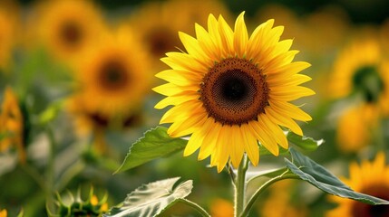 "Vibrant Sunflower Field in Full Bloom"