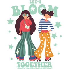 let's bloom together, Two close friends emphasize the importance of growing up together with their trendy clothes and cool skates