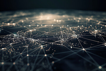 Obraz premium Global logistics visualized with platinum connectivity on a dark, sleek backdrop.