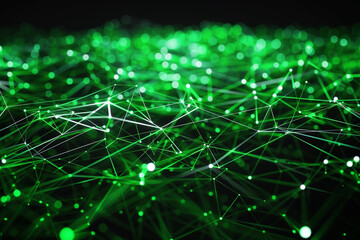 Obraz premium Innovative logistics depicted by shimmering green lines against a dark background.