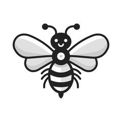 Honey Bee Vector Illustration. Bee Silhouette isolated in white background