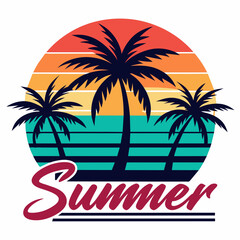 silhouette on the beach Summer T-Shirt Design