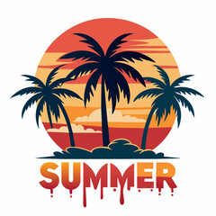 silhouette on the beach Summer T-Shirt Design