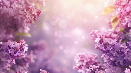 Spring background with blooming lilac flowers