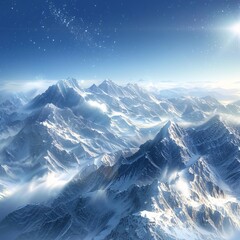 "Majestic Mountain Range under a Starlit Sky"