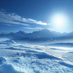 "Majestic Mountain Peaks under a Sunny Sky"