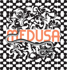 medusa t shirt design style vector illustrator