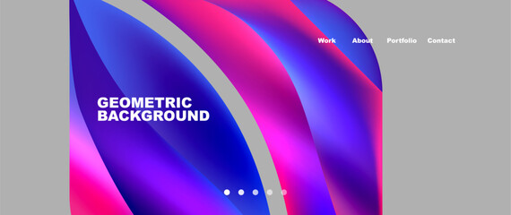 Web page design with geometric elements - circle and wave. Techno art concept. Vector Illustration For Wallpaper, Banner, Background, Card, Book Illustration, landing page