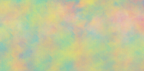 Holographic rainbow color paper texture, blur holographic rainbow foil iridescent panoramic texture with cloudy stains, amazing colorful abstract watercolor texture.