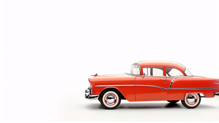 Classic red car on white background. A classic red car sits on a white background, perfect for automotive or transportation-themed projects.