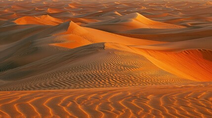 Desert dunes at sunset, dramatic shadows casting intriguing patterns