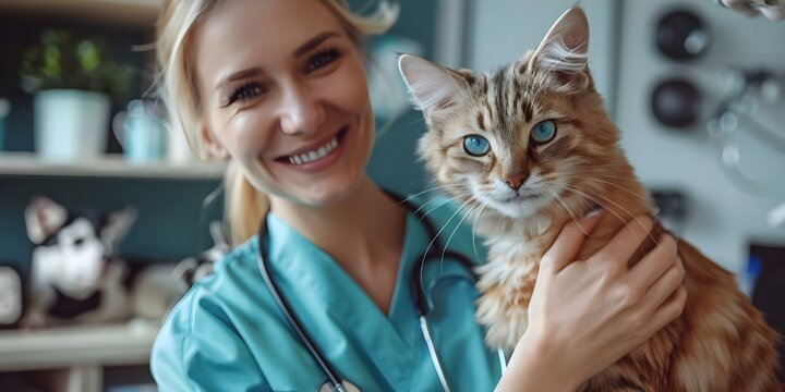 Veterinarian caring for animals at clinic ensuring their wellbeing and health. Concept Animal Health, Veterinarian Care, Pet Wellness, Clinic Services